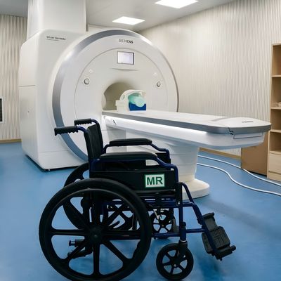 MRI-Safe Non Magnetic Wheelchair with 460mm Seat Detachable Padded Armrest and Non-Magnetic Rubber Wheels