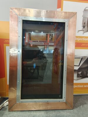 MRI RF Shielded Window with Double-Pane Insulating Glass and Brass Mesh Painted Black for Temperature Range -40°C to +85°C