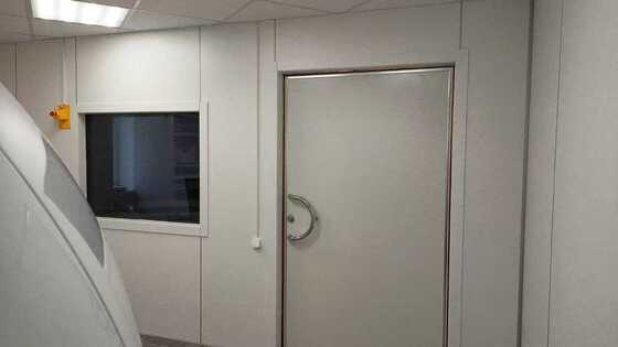White Powder Coated RF Shielded Door with Customized Opening Pattern and 100 dB RF Attenuation
